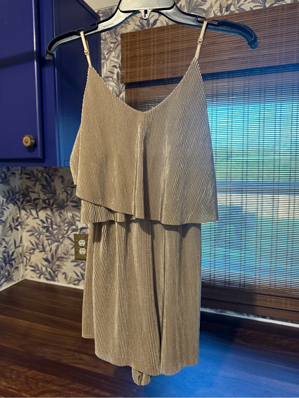 Rolla Coster Champagne Gold Metallic Pleated Romper Size L